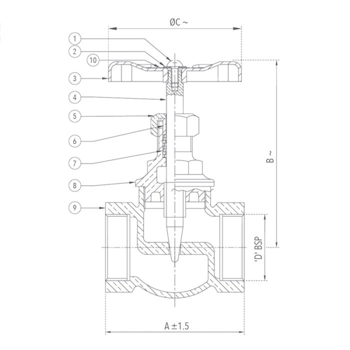 Bronze Needle Valve Screwed 15mm