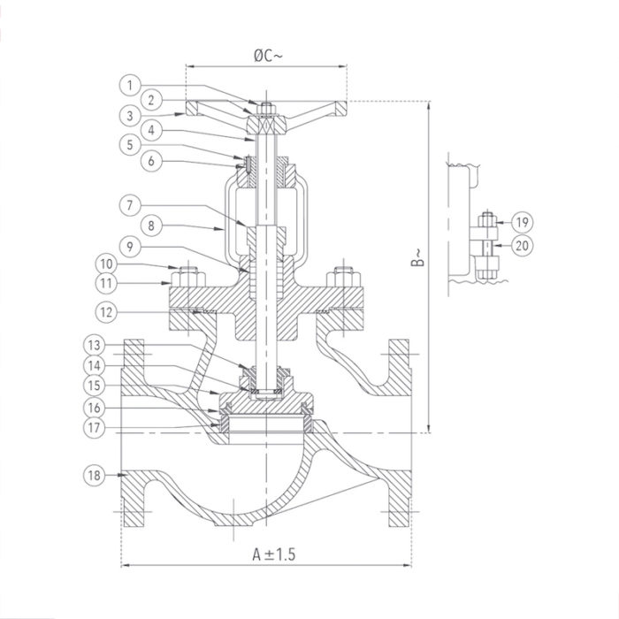 Globe Steam Stop Valve 15 mm