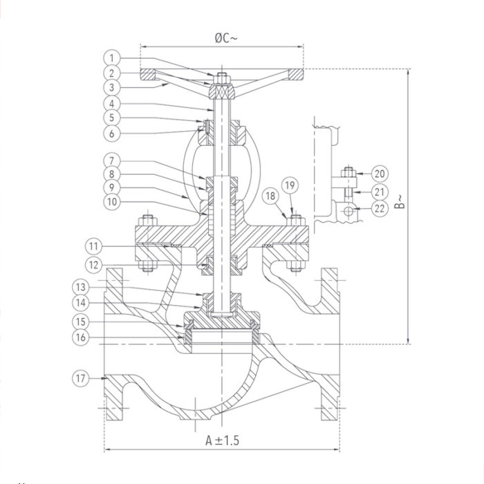 Globe Steam Stop Valve 15 mm