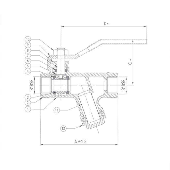 Ball Valve with Integral Strainer 15 mm