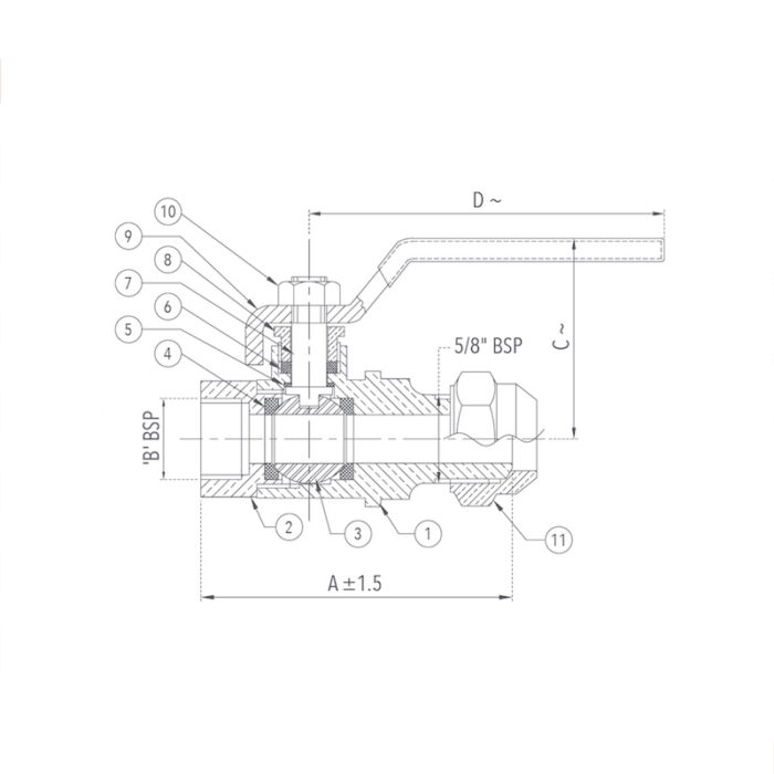 Ball Valve with Flare Nut 20 mm